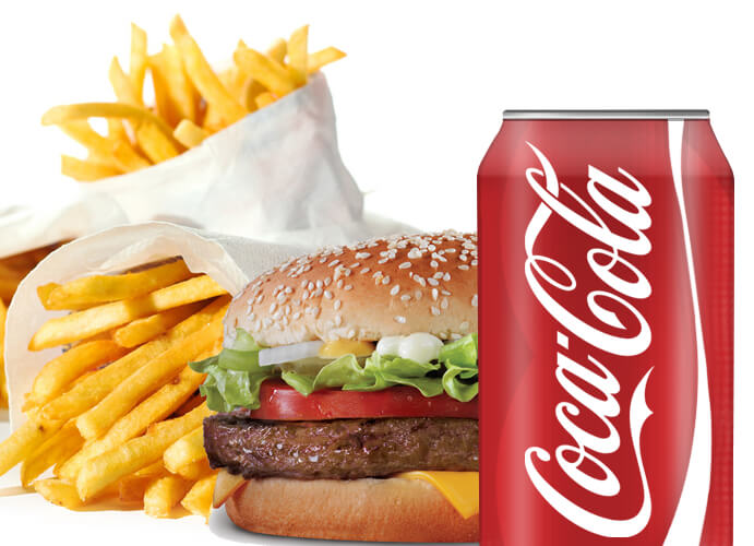 chips burger coke